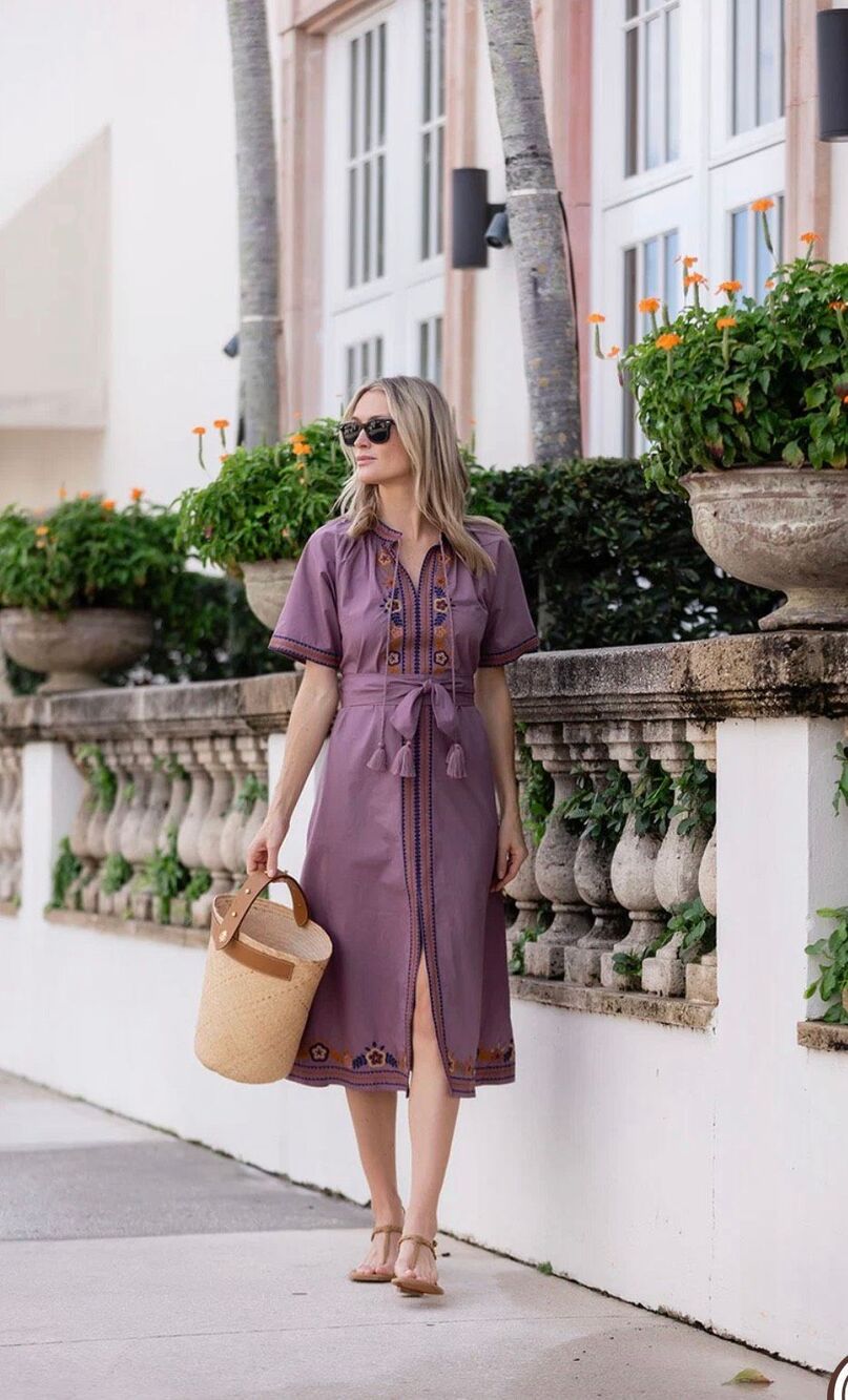 Julia Amory Daphne Coatue Dress Midi Size XL Embroidered Floral $289.00 - Picture 5 of 9